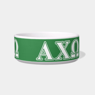 Alphi Chi Omega White and Green Letters Bowl