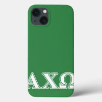 Alphi Chi Omega White and Green Letters