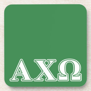 Alphi Chi Omega White and Green Letters Coaster
