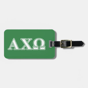 Alphi Chi Omega White and Green Letters Luggage Tag