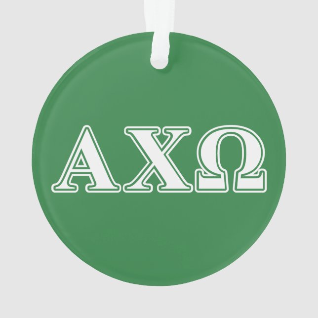 Alphi Chi Omega White and Green Letters Ornament (Back)