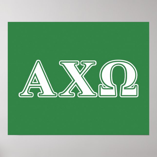Alphi Chi Omega White and Green Letters Poster (Front)