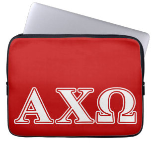 Alphi Chi Omega White and Red Letters Laptop Sleeve