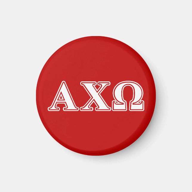 Alphi Chi Omega White and Red Letters Magnet (Front)