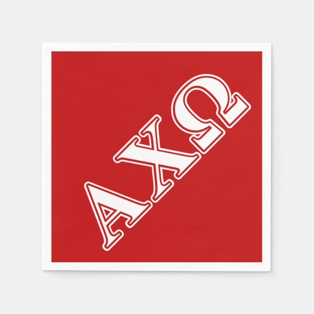 Alphi Chi Omega White and Red Letters Napkin (Front)