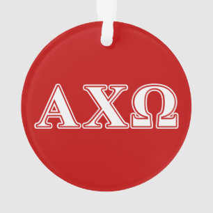 Alphi Chi Omega White and Red Letters Ornament