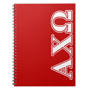 Alphi Chi Omega White and Red Letters Spiral Notebook