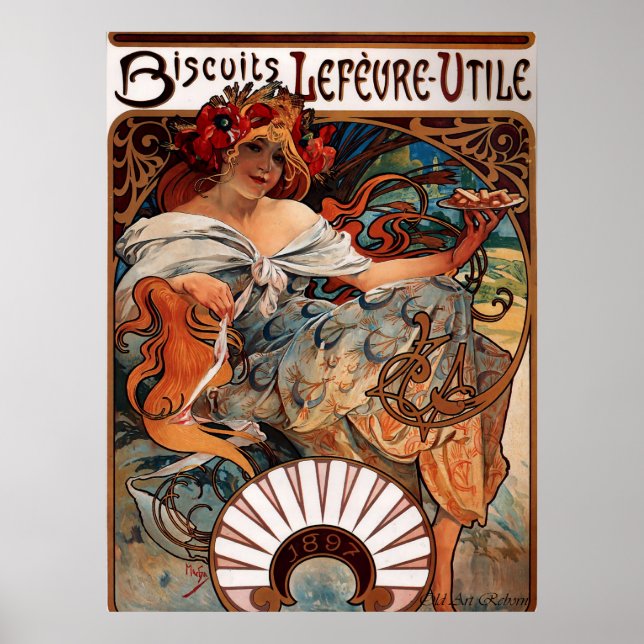 Alphons Mucha Biscuit Advertisement Poster (Front)