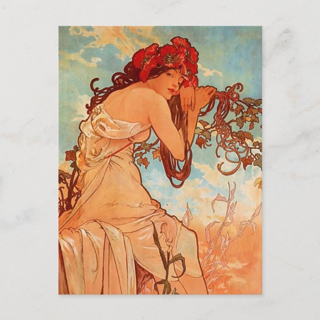 Alphons Mucha - The four season - SUMMER Postcard (Front)