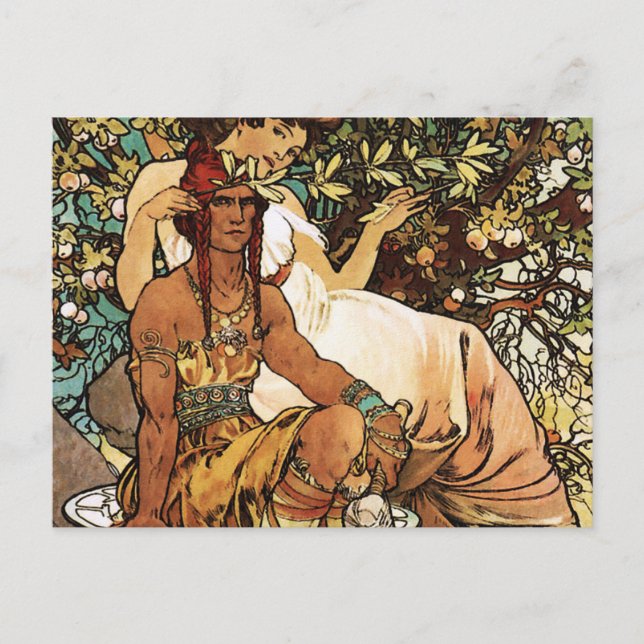 Alphonse (Alfons) Mucha - Art Nouveau - Manhood Postcard (Front)