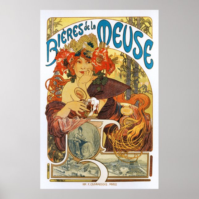 Alphonse (Alfons) Mucha:  Bieres de la Meuse  (2) Poster (Front)