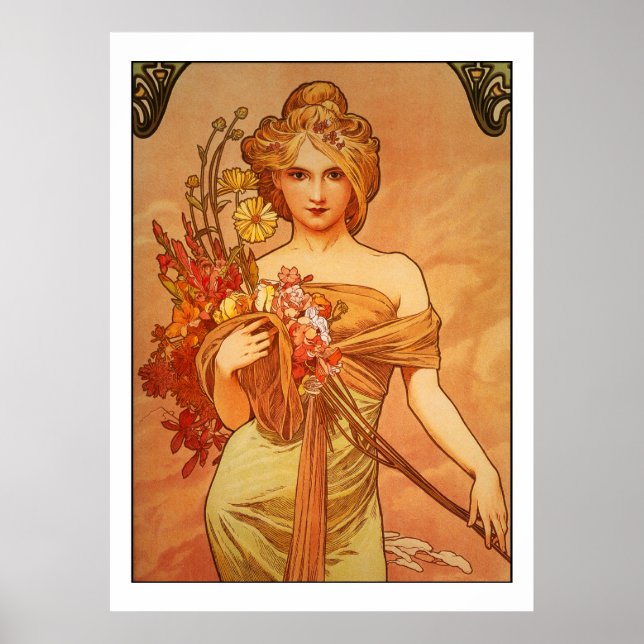 Alphonse (Alfons) Mucha Bouquet Poster (Front)