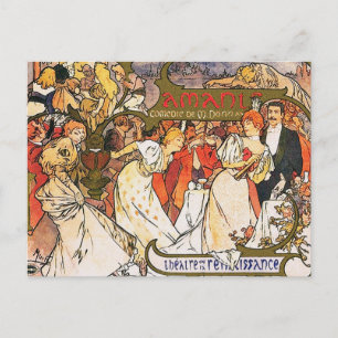 Alphonse (Alfons) Mucha Postcard:  Amants Postcard