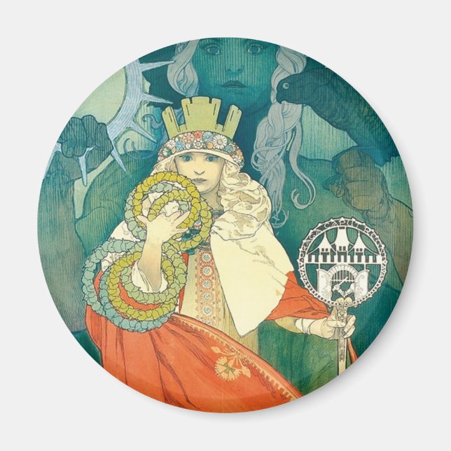 Alphonse Maria Mucha ~ Art Nouveau Magnet (Front)