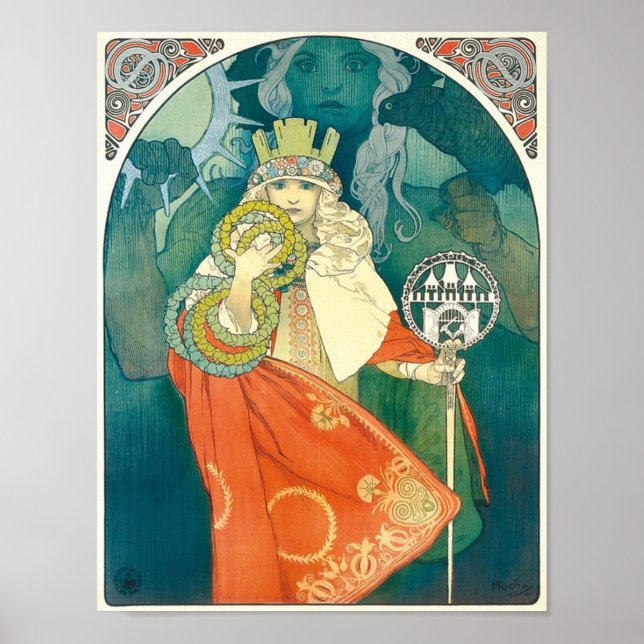 Alphonse Maria Mucha ~ Art Nouveau Poster (Front)