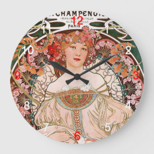 “Alphonse Mucha”の壁掛け時計,No.02 Large Clock