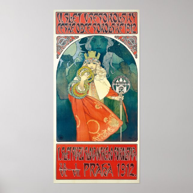 Alphonse Mucha 6th Sokol Festival, 1912 Poster (Front)