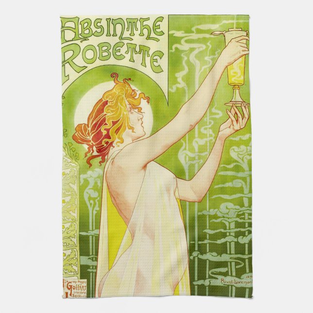 Alphonse Mucha Absinthe Robette Kitchen Towel (Vertical)