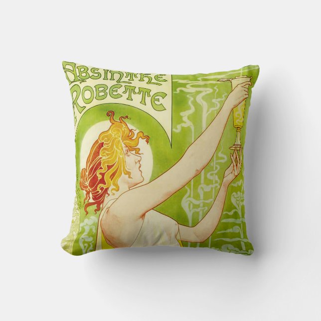 Alphonse Mucha Absinthe Robette Pillow (Front)