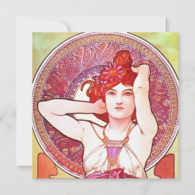 Alphonse Mucha Amethyst Floral Vintage Art Nouveau (Front)