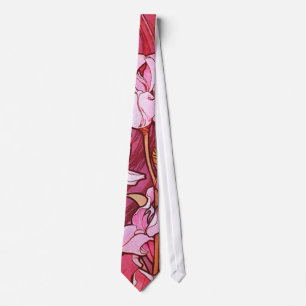 Alphonse Mucha Amethyst Floral Vintage Art Nouveau Tie