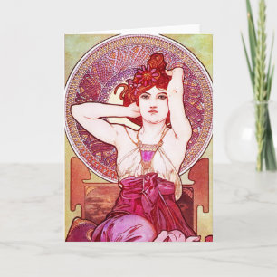 Alphonse Mucha Amethyst Greeting Card