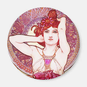 Alphonse Mucha Amethyst Magnet