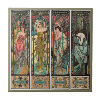 Alphonse Mucha art, art nouveau,vintage,females,be Tile