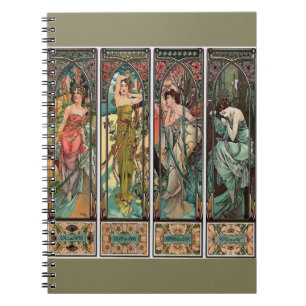 Alphonse Mucha art, art nouveau,vintage,females Notebook
