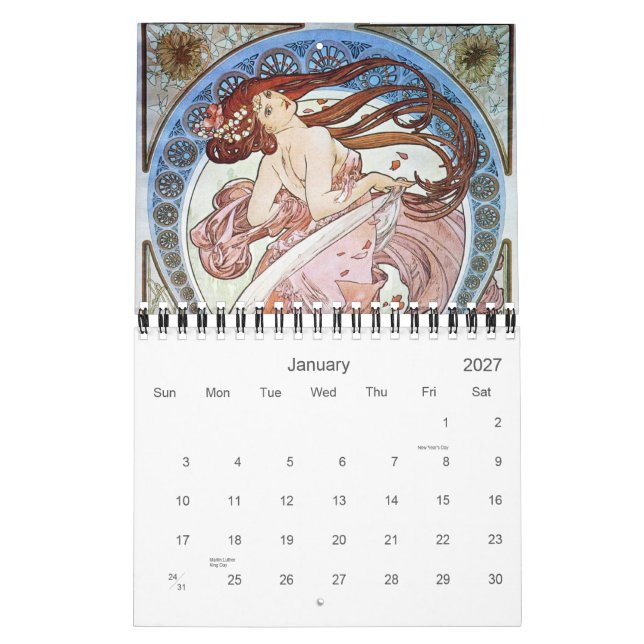 Alphonse Mucha Art Calendar (Jan 2027)