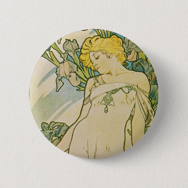 Alphonse Mucha Art Deco 6 Cm Round Badge (Front)