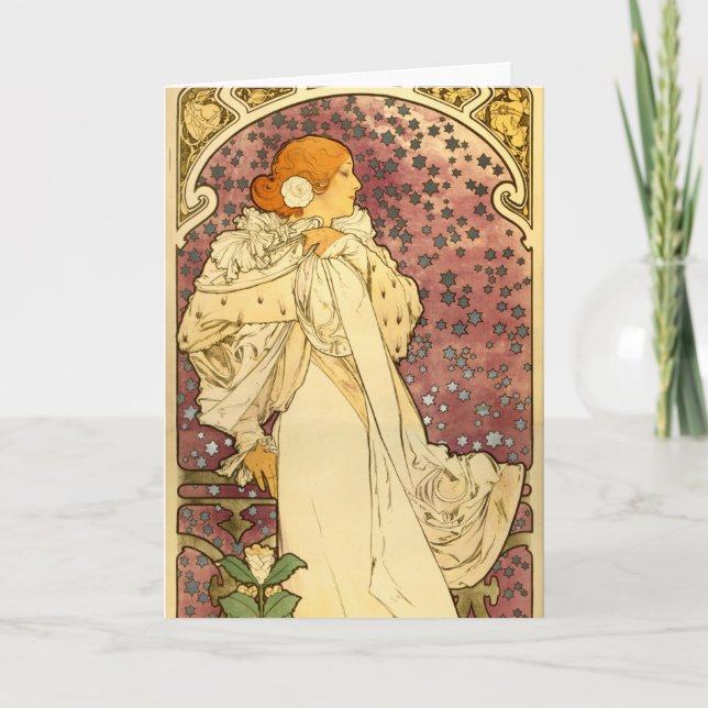 Alphonse Mucha Art Deco Card (Front)