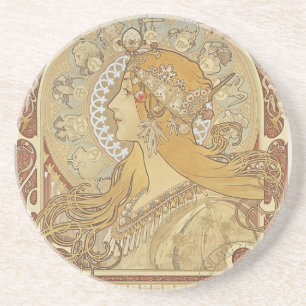 Alphonse Mucha Art Deco Coaster