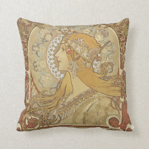 Alphonse Mucha Art Deco Cushion