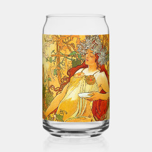 Alphonse Mucha Art Nouveau Autumn Can Glass