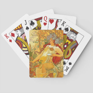 Alphonse Mucha Art Nouveau Autumn Playing Cards