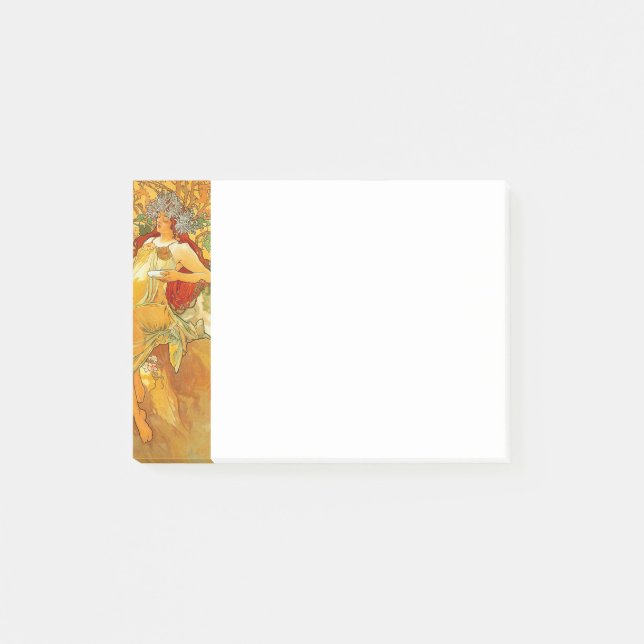 Alphonse Mucha Art Nouveau Autumn Post-it Notes (Front)