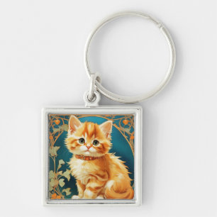 Alphonse Mucha Art Nouveau Cat Key Ring