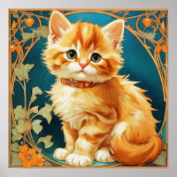 Alphonse Mucha Art Nouveau Cat