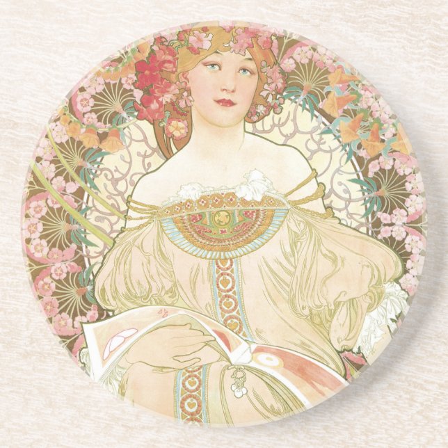 Alphonse Mucha Art Nouveau Coasters (Front)