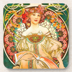 Alphonse Mucha Art Nouveau Daydream Coaster