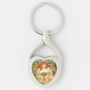 Alphonse Mucha Art Nouveau Daydream Key Ring