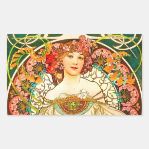 Alphonse Mucha Art Nouveau Daydream Rectangular Sticker