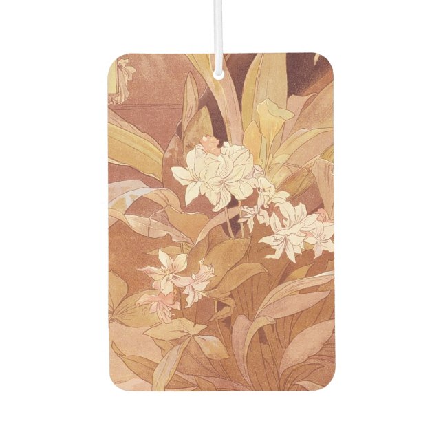 Alphonse Mucha Art Nouveau Floral Detail Car Air Freshener (Front)
