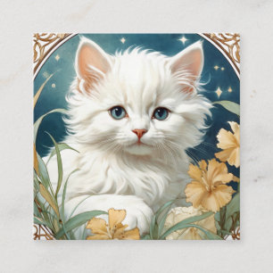 Alphonse Mucha Art Nouveau Kitten Enclosure Card