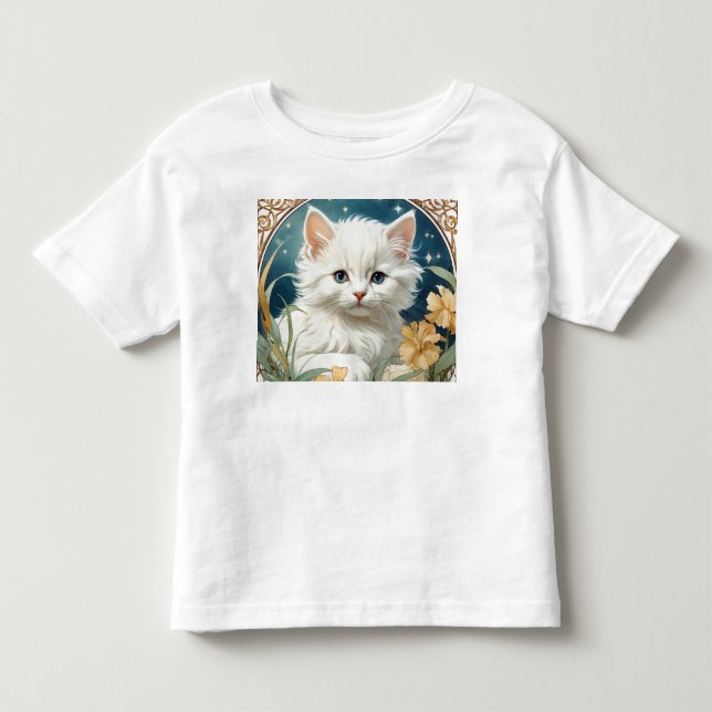 Alphonse Mucha Art Nouveau Kitten Toddler T-Shirt (Front)