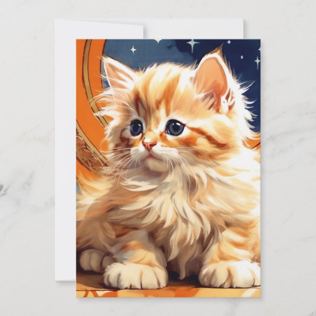 Alphonse Mucha Art Nouveau Orange Cat Invitation (Front)