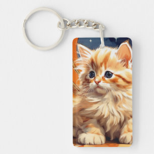 Alphonse Mucha Art Nouveau Orange Cat Key Ring