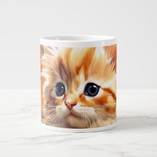 Alphonse Mucha Art Nouveau Orange Cat Large Coffee Mug
