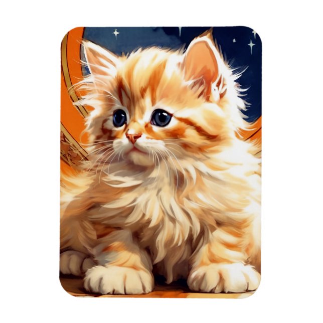 Alphonse Mucha Art Nouveau Orange Cat Magnet (Vertical)